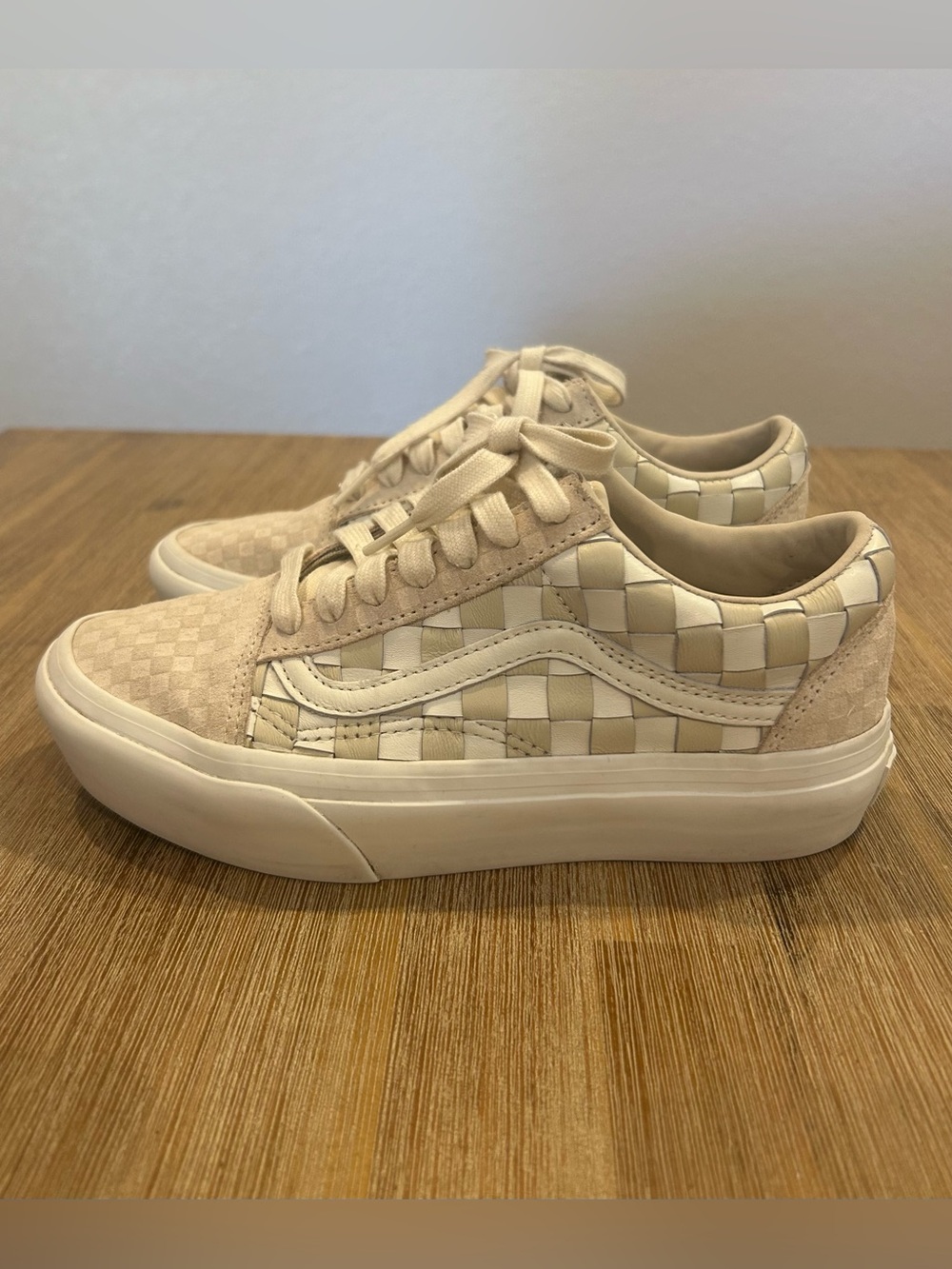 Women's Vans Old School Woven Checker Sneakers in Cream